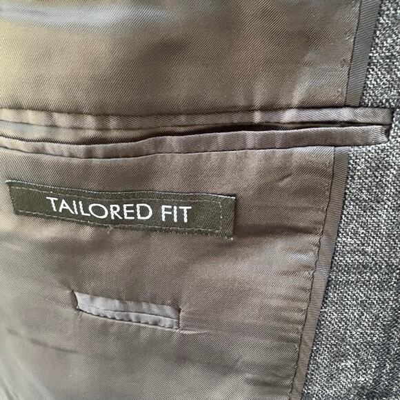 Jos A Bank Sport Coat Sz 42 Long Gray Windowpane Wool Silk Linen Single Breasted - Picture 12 of 15